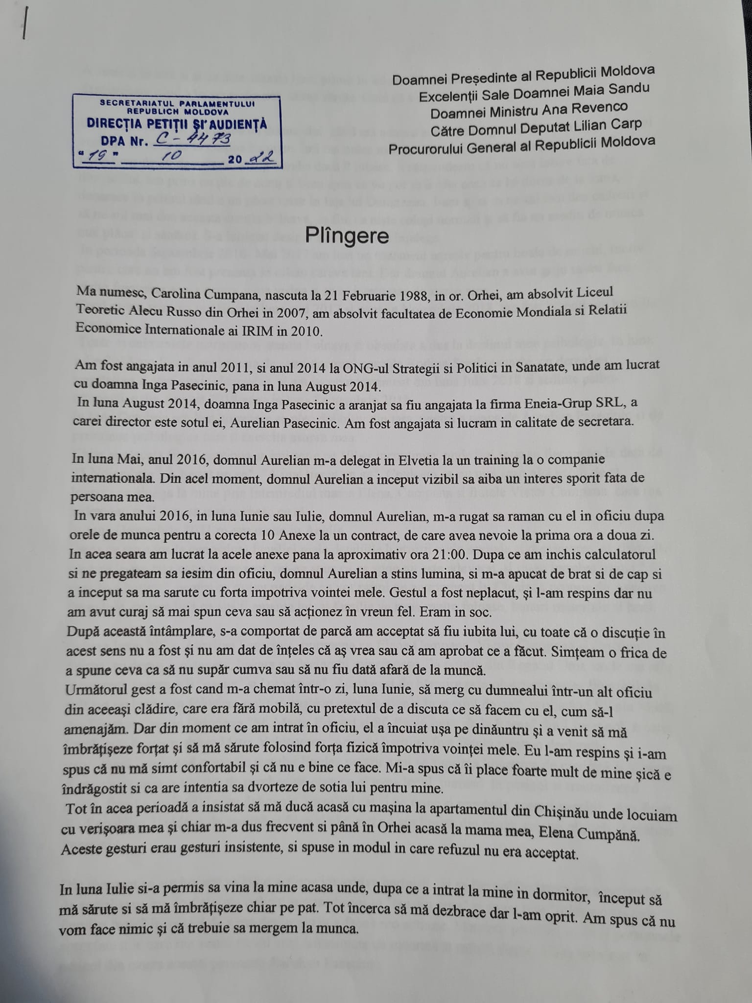 hartuire sexuala carolina cumpana moldova aurelian pasecinic
